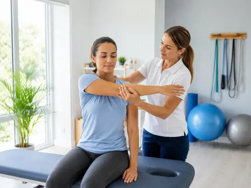 Physiotherapist working with an adult client